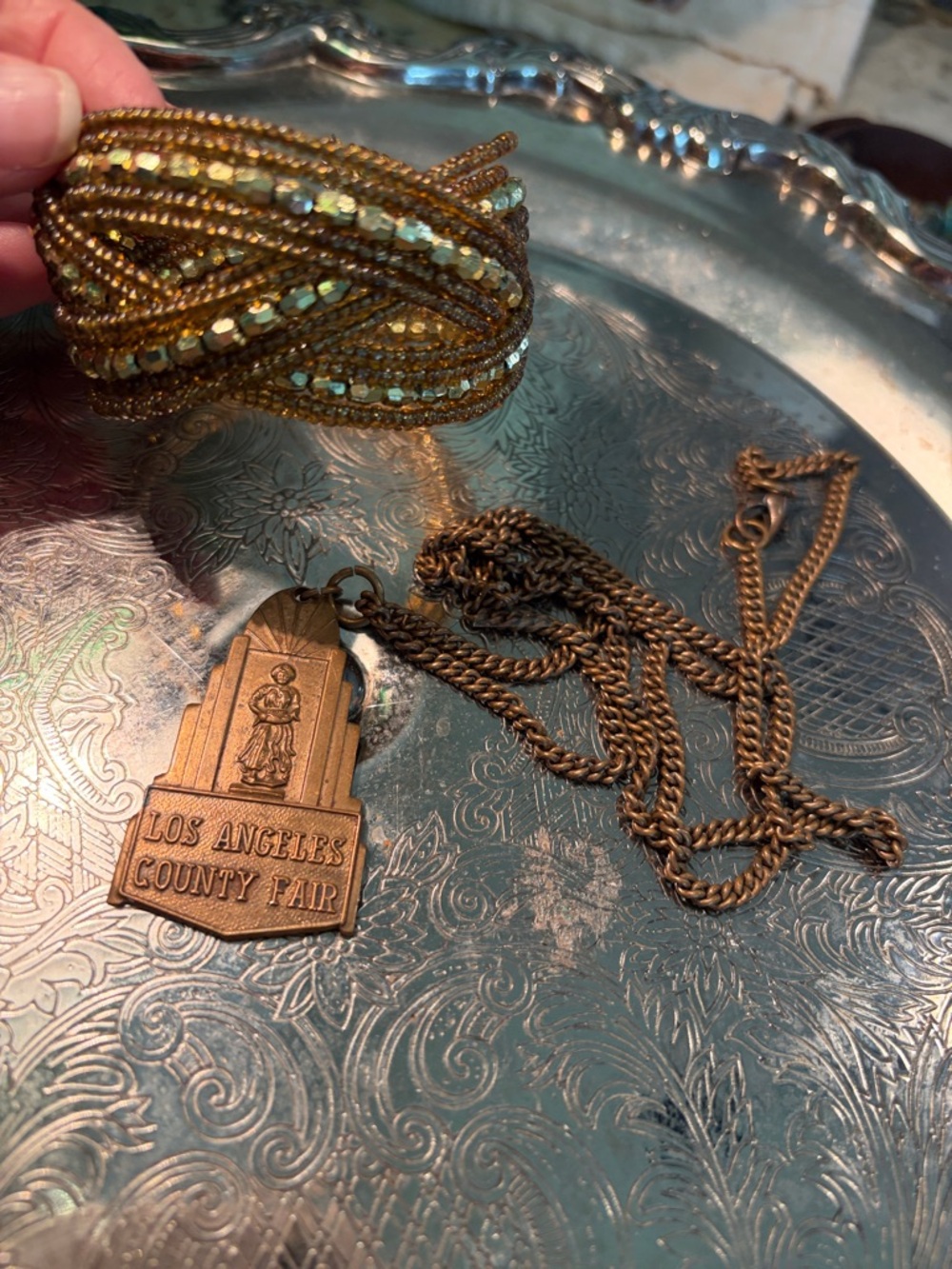 County Fair Pendant Necklace with Gold Beaded Wrap Bracelet - Picture 2 of 6